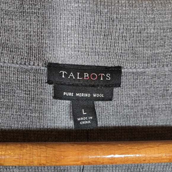 NWT Talbots Pure Merino Wool Cardigan Blazer Gray Womens Large Button Front - Picture 5 of 8